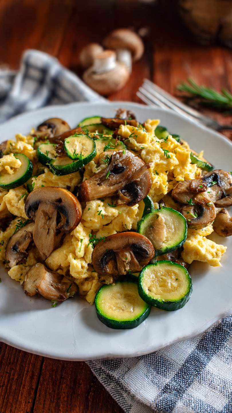 Rührei mit Champignons und Zucchini