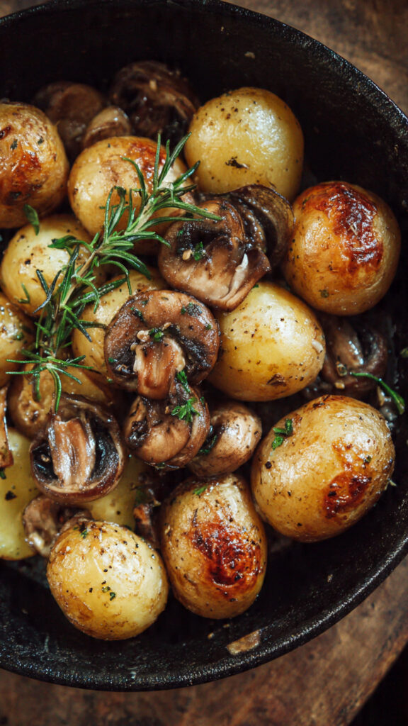 Drillinge mit Champignons