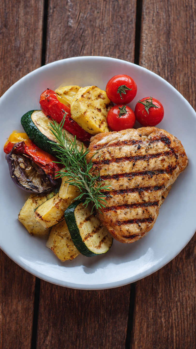 Gegrilltes Hähnchenschnitzel mit Grillgemüse